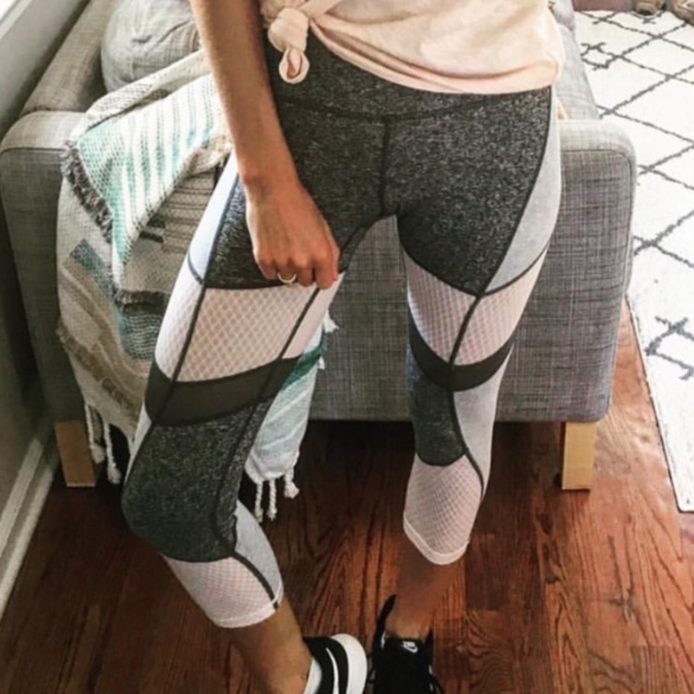 Zella Pink & Gray Cropped Leggings